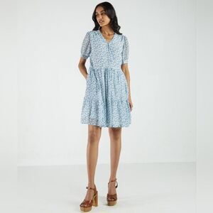 Reistor Forget Me Not Mini Dress Blue Floral Cottagecore FIt & Flare‎ Small